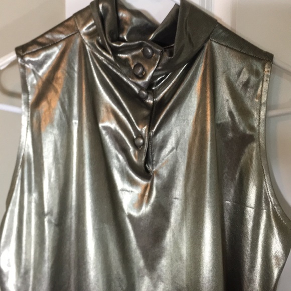 Vintage 70’s Metallic Silver Tank Women’s Sz M Top - Picture 2 of 8